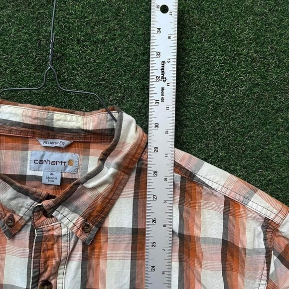 Carhartt Relaxed Fit Plaid Button Down Short Sleeve Shirt - Picture 6 of 6
